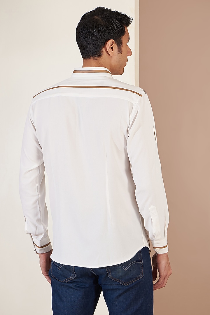 White Crepe Party Wear Shirt by Tarini Vij Men at Pernia's Pop Up Shop