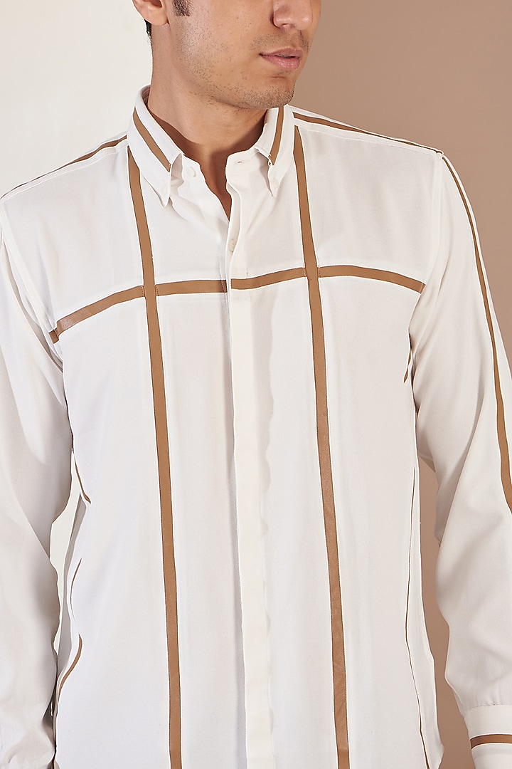 White Crepe Party Wear Shirt by Tarini Vij Men at Pernia's Pop Up Shop