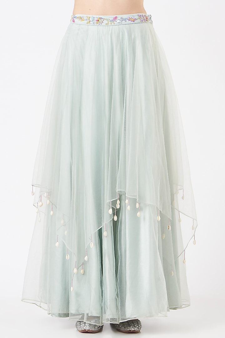Sky Blue Net Layered Wedding Lehenga Set by TARINI VIJ at Pernia's Pop Up Shop