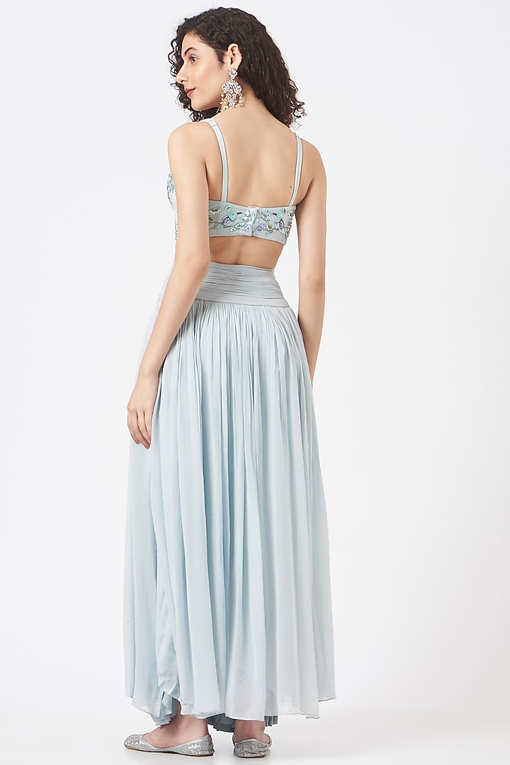 Sky Blue Georgette Lehenga Set by TARINI VIJ at Pernia's Pop Up Shop