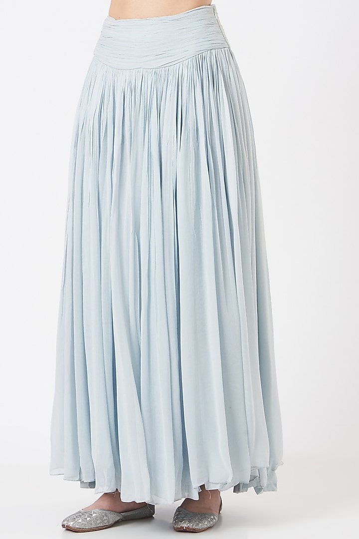 Sky Blue Georgette Lehenga Set by TARINI VIJ at Pernia's Pop Up Shop