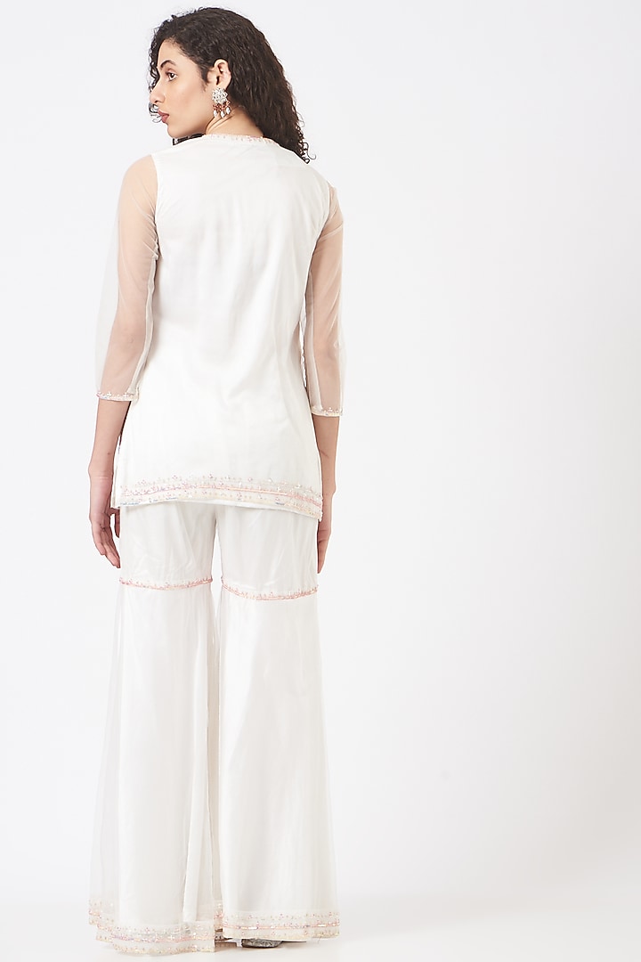 White Net Wedding Sharara Set by TARINI VIJ at Pernia's Pop Up Shop