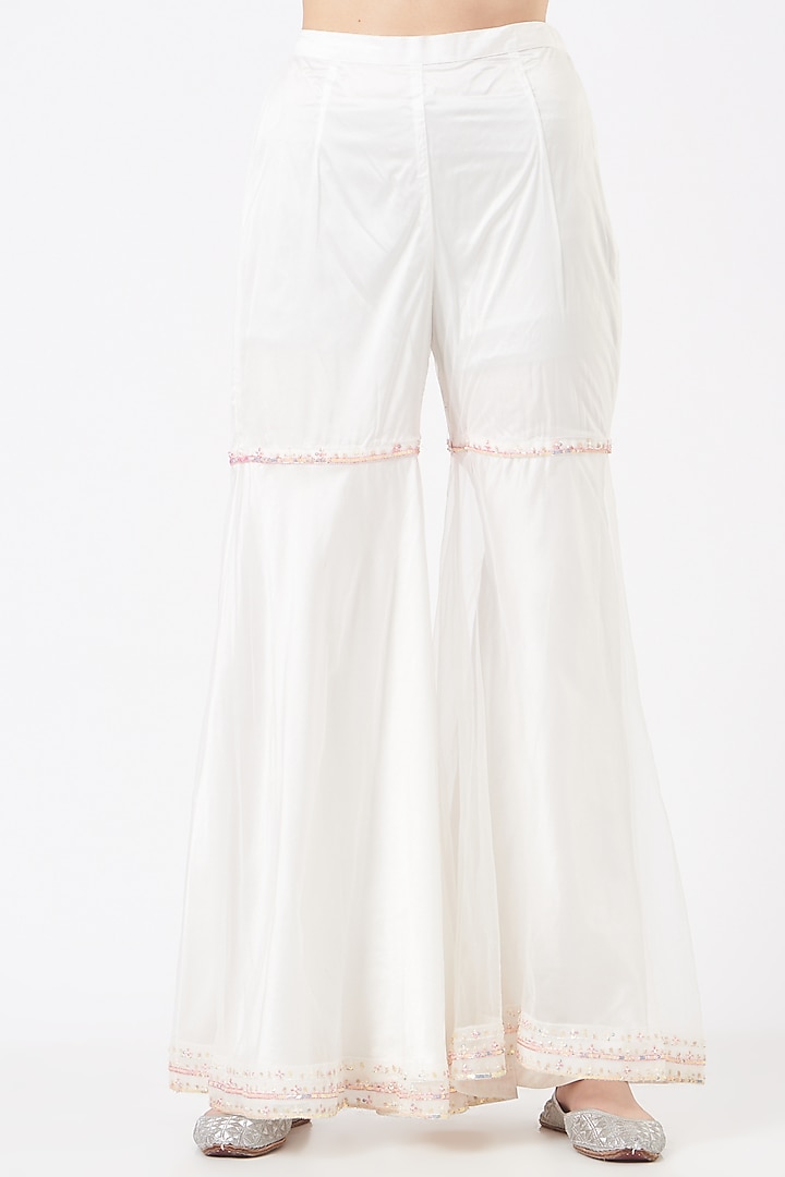 White Net Wedding Sharara Set by TARINI VIJ at Pernia's Pop Up Shop