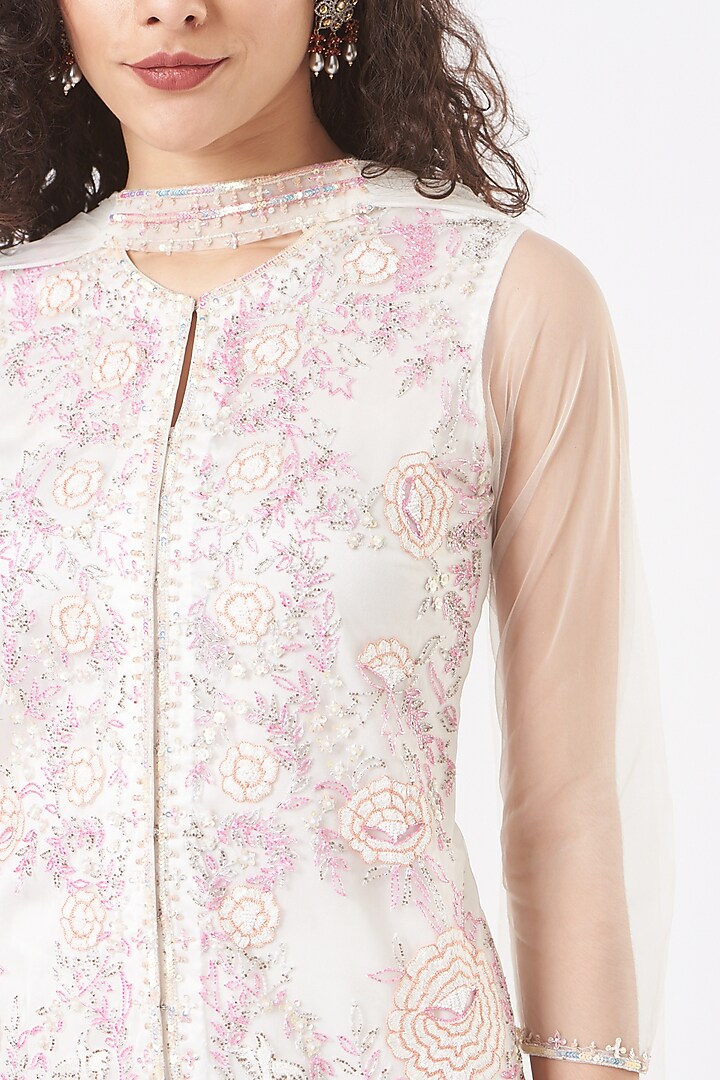 White Net Wedding Sharara Set by TARINI VIJ at Pernia's Pop Up Shop