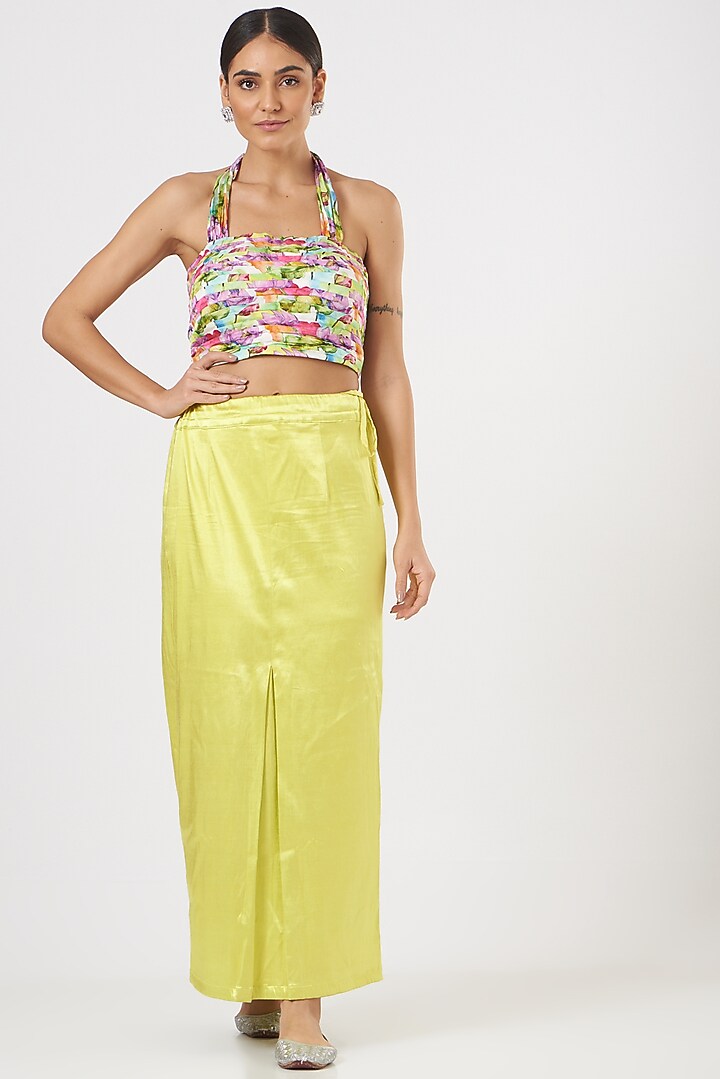 Yellow Embroidered Pre Pleated Party Wear Saree Set by TARINI VIJ at Pernia's Pop Up Shop