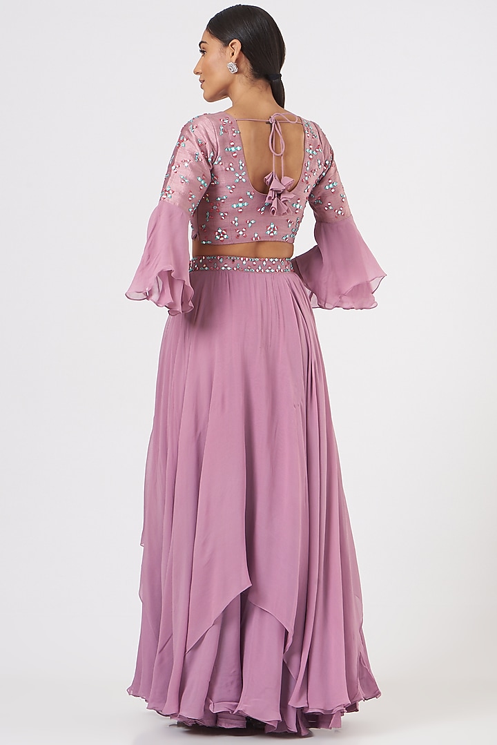 Mauve Georgette Lehenga Set by TARINI VIJ at Pernia's Pop Up Shop
