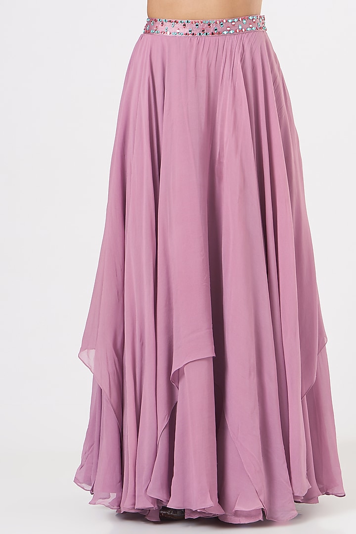 Mauve Georgette Lehenga Set by TARINI VIJ at Pernia's Pop Up Shop