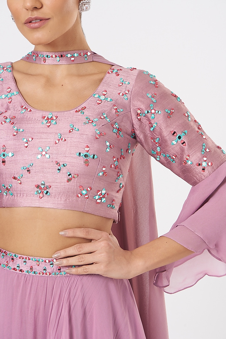 Mauve Georgette Lehenga Set by TARINI VIJ at Pernia's Pop Up Shop