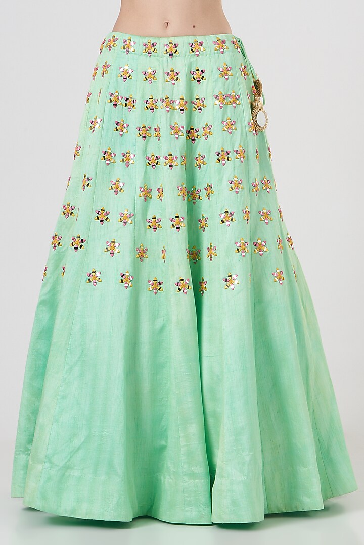 Mint Green Bhagalpuri Silk Wedding Lehenga Set by TARINI VIJ at Pernia's Pop Up Shop