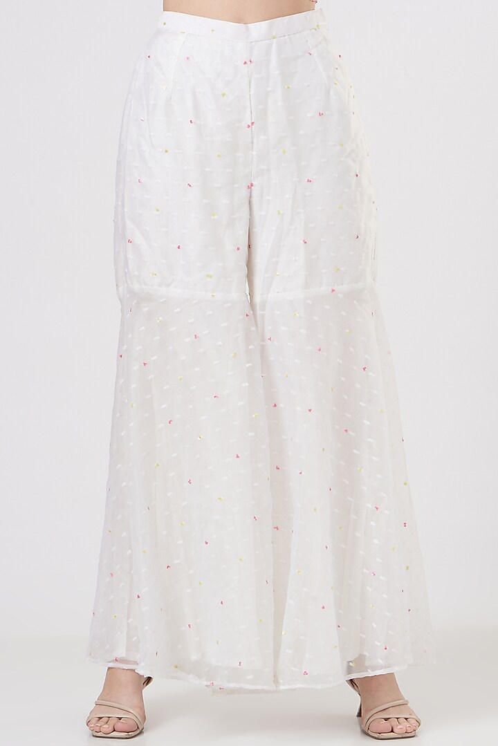 White Organza Sequins Work Gharara Set by TARINI VIJ at Pernia's Pop Up Shop