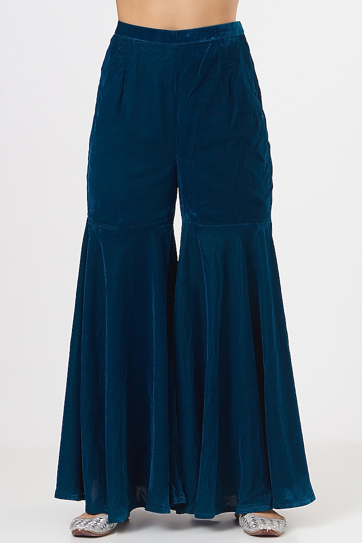 Midnight Blue Embellished Party Wear Sharara Set by TARINI VIJ at Pernia's Pop Up Shop
