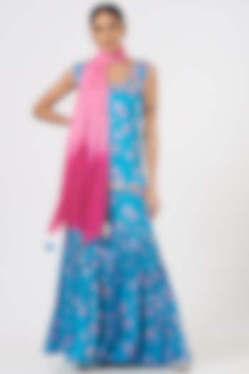 Cobalt Blue Embroidered Gharara Set by TARINI VIJ at Pernia's Pop Up Shop