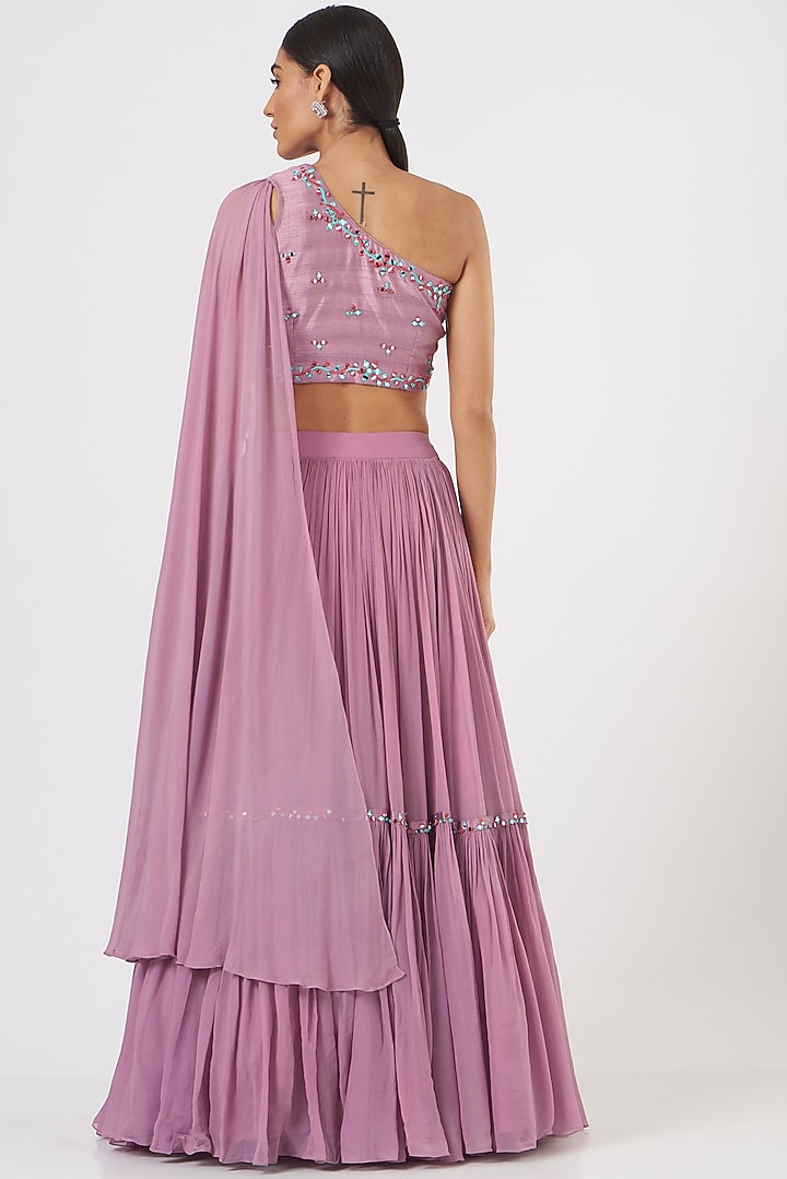 Mauve Hand Embroidered Lehenga Set by TARINI VIJ at Pernia's Pop Up Shop