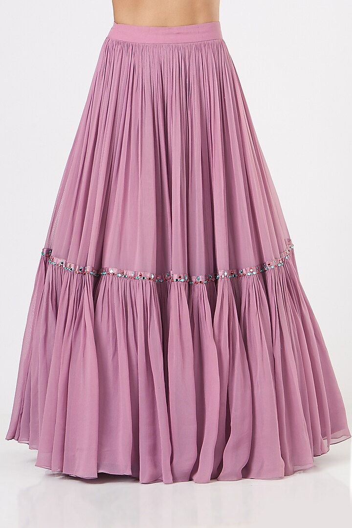 Mauve Hand Embroidered Lehenga Set by TARINI VIJ at Pernia's Pop Up Shop