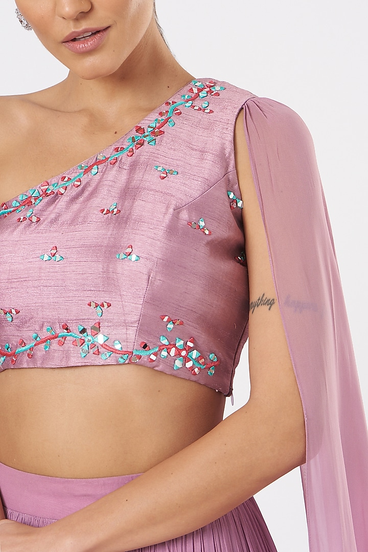 Mauve Hand Embroidered Lehenga Set by TARINI VIJ at Pernia's Pop Up Shop