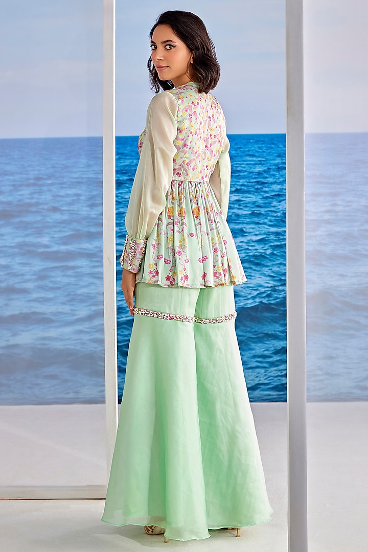 Mint Organza Gharara Set by TARINI VIJ at Pernia's Pop Up Shop