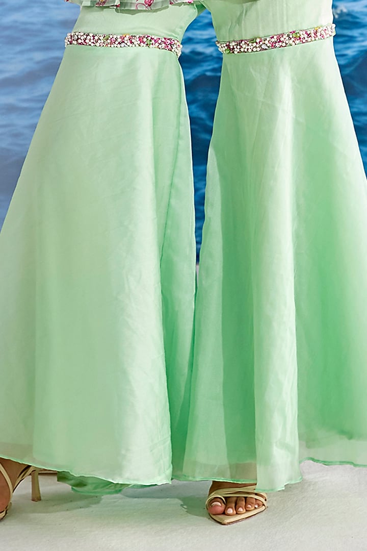 Mint Organza Gharara Set by TARINI VIJ at Pernia's Pop Up Shop