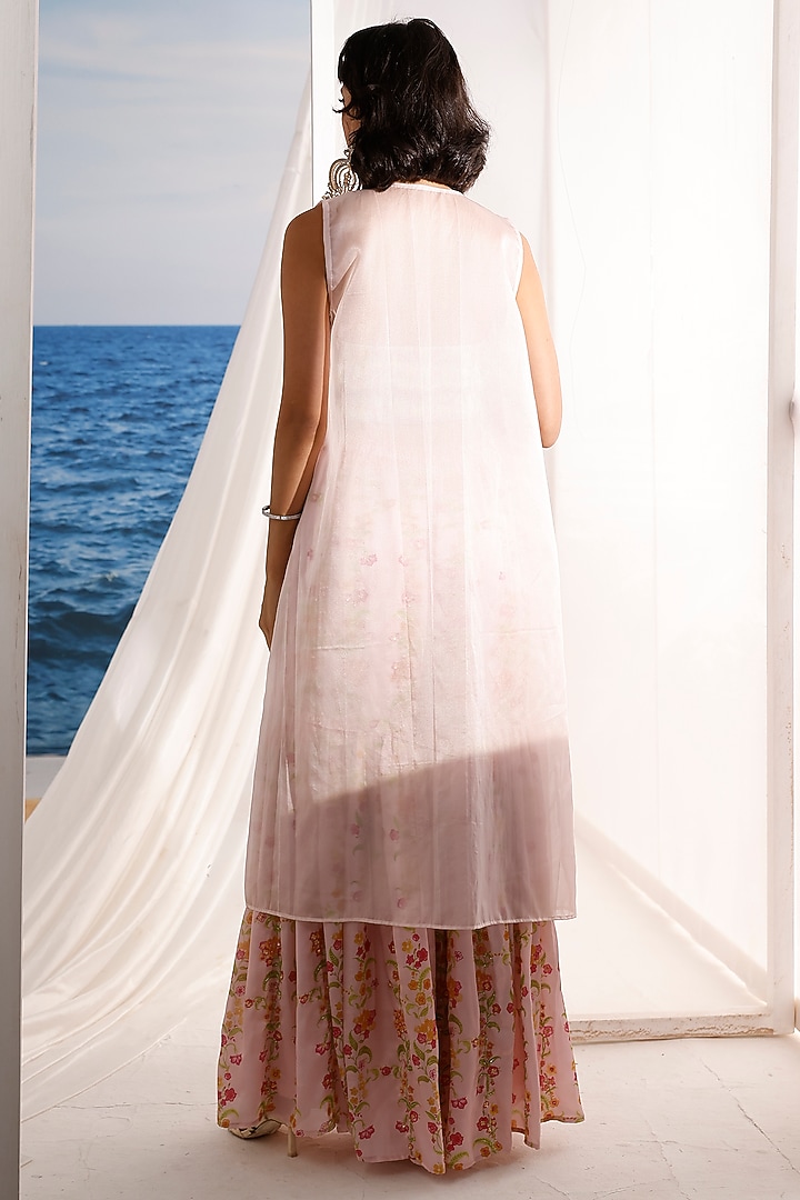 Blush Pink Organza Jacket Set by TARINI VIJ at Pernia's Pop Up Shop