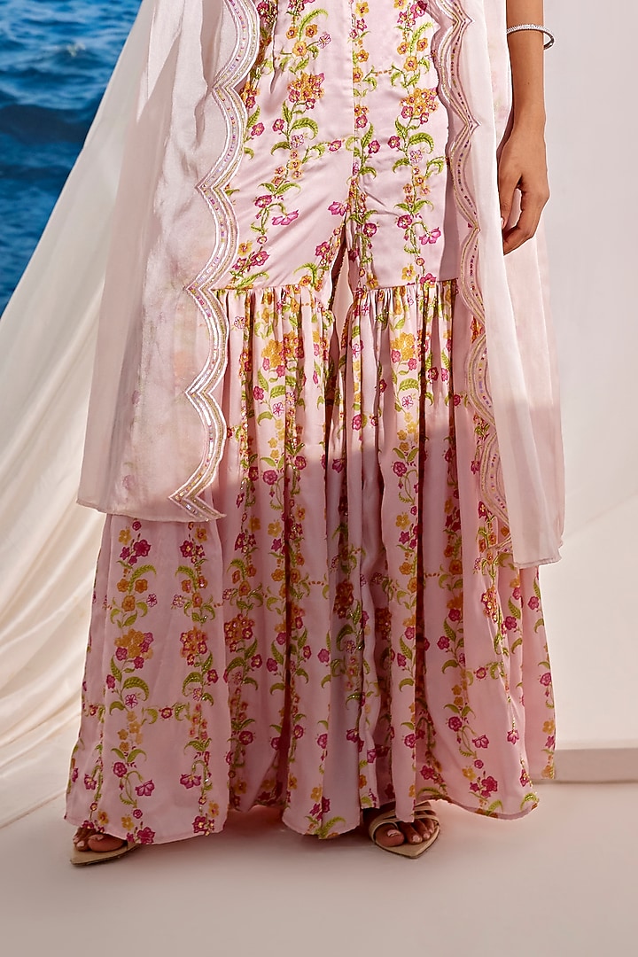 Blush Pink Organza Jacket Set by TARINI VIJ at Pernia's Pop Up Shop