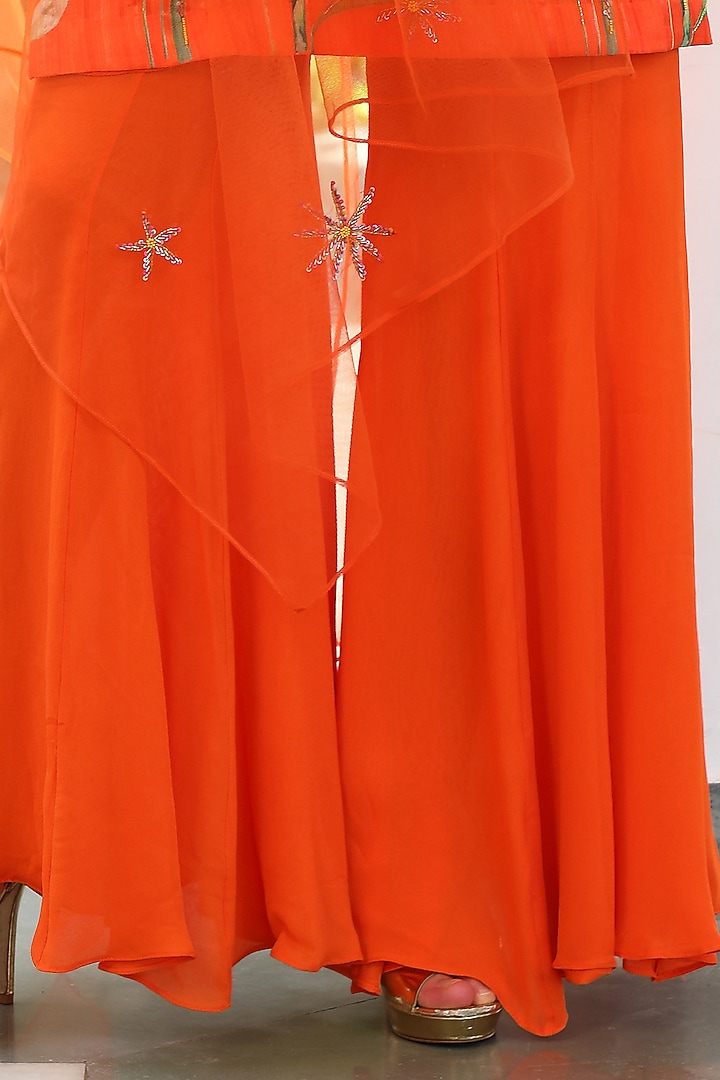 Orange Georgette Party Wear Sharara Set by TARINI VIJ at Pernia's Pop Up Shop