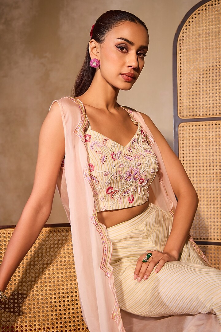 White Tissue Palazzo Pant Set by TARINI VIJ at Pernia's Pop Up Shop