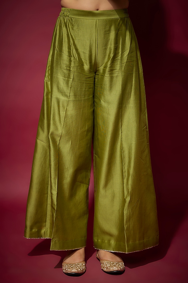 Mehendi Green Handwoven Chanderi Zardosi Embroidered Kurta Set by The Aarya at Pernia's Pop Up Shop