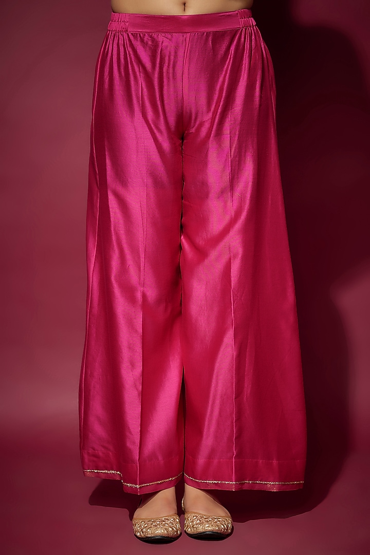 Pink Handwoven Chanderi Zardosi Embroidered Kurta Set by The Aarya at Pernia's Pop Up Shop