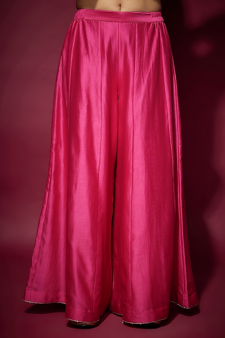 Pink Handwoven Chanderi Zardosi Embroidered Kurta Set by The Aarya at Pernia's Pop Up Shop