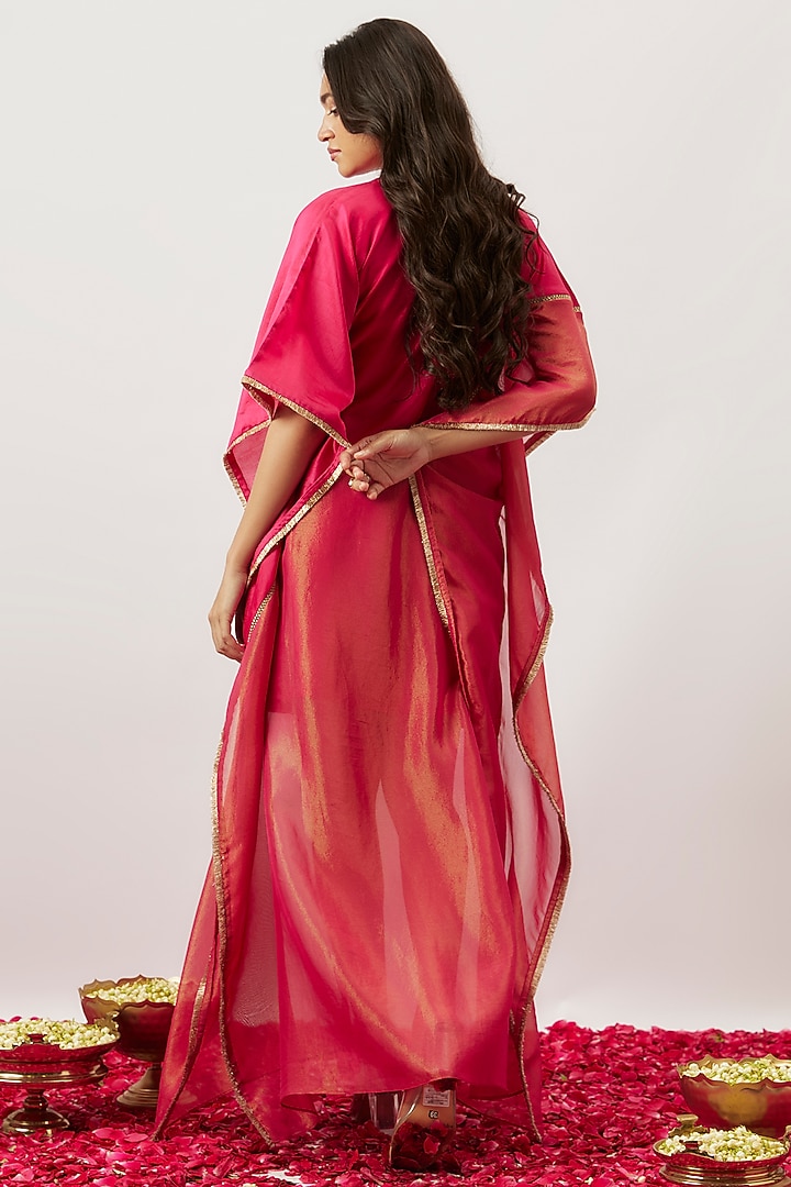 Pink Handwoven Chanderi Zari Dori Embroidered Kaftan by The Aarya at Pernia's Pop Up Shop