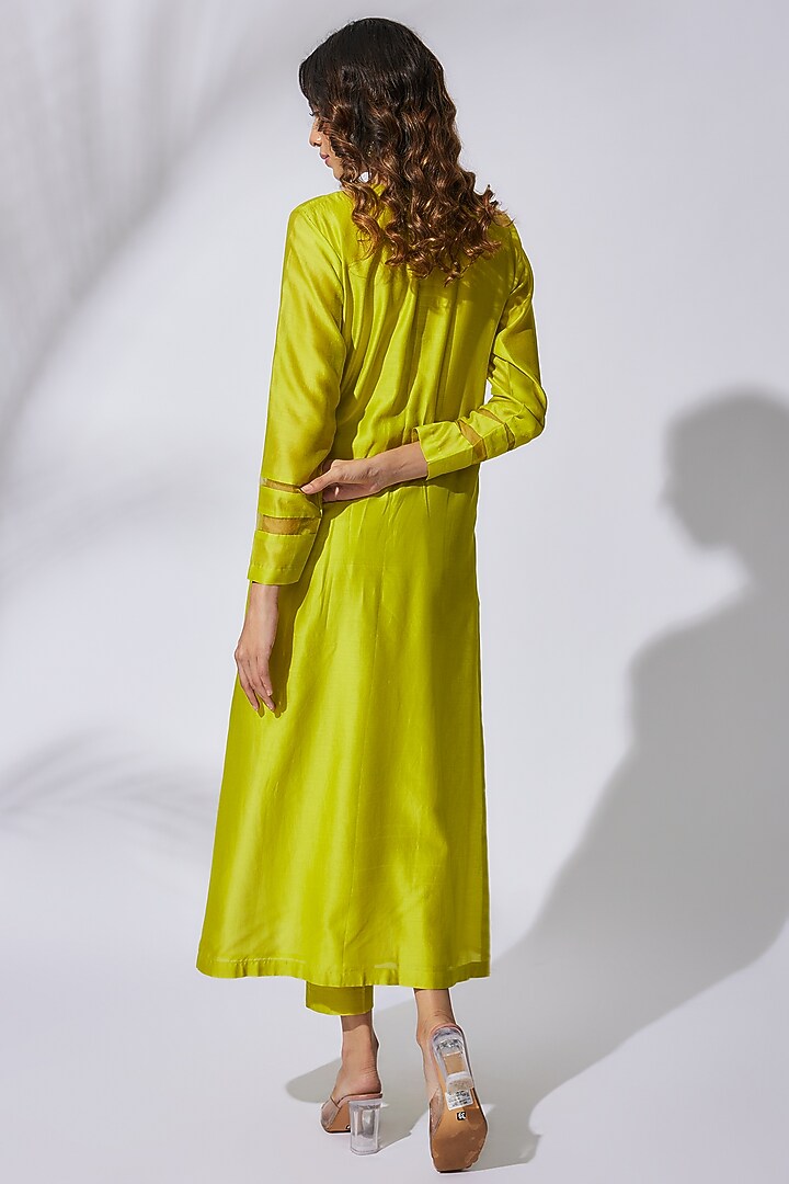 Lime Green Pure Cotton Embroidered Chikankari Kurta Set with Dupatta main image 1