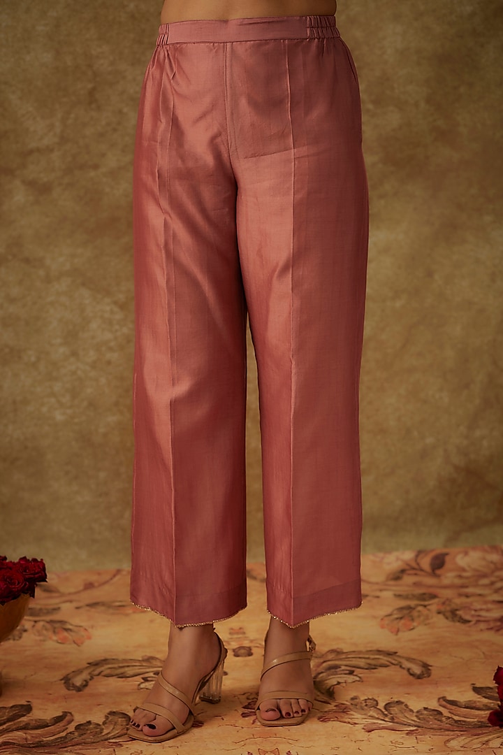Blush Pink Handwoven Chanderi Zardosi Embroidered Kurta Set by The Aarya at Pernia's Pop Up Shop