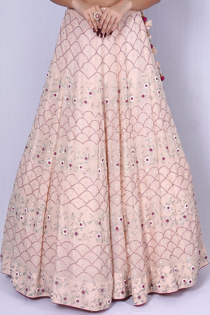 Peach Embroidered Wedding Lehenga Set by Tassels at Pernia's Pop Up Shop