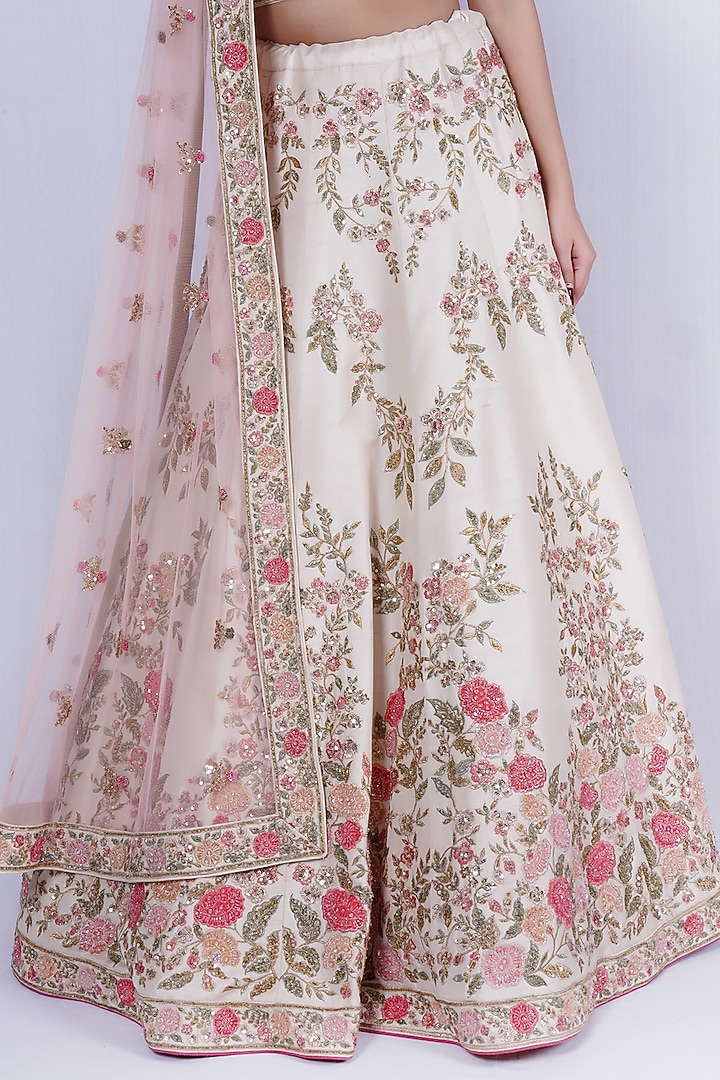 Nude Embroidered Bridal Lehenga Set by Tassels at Pernia's Pop Up Shop