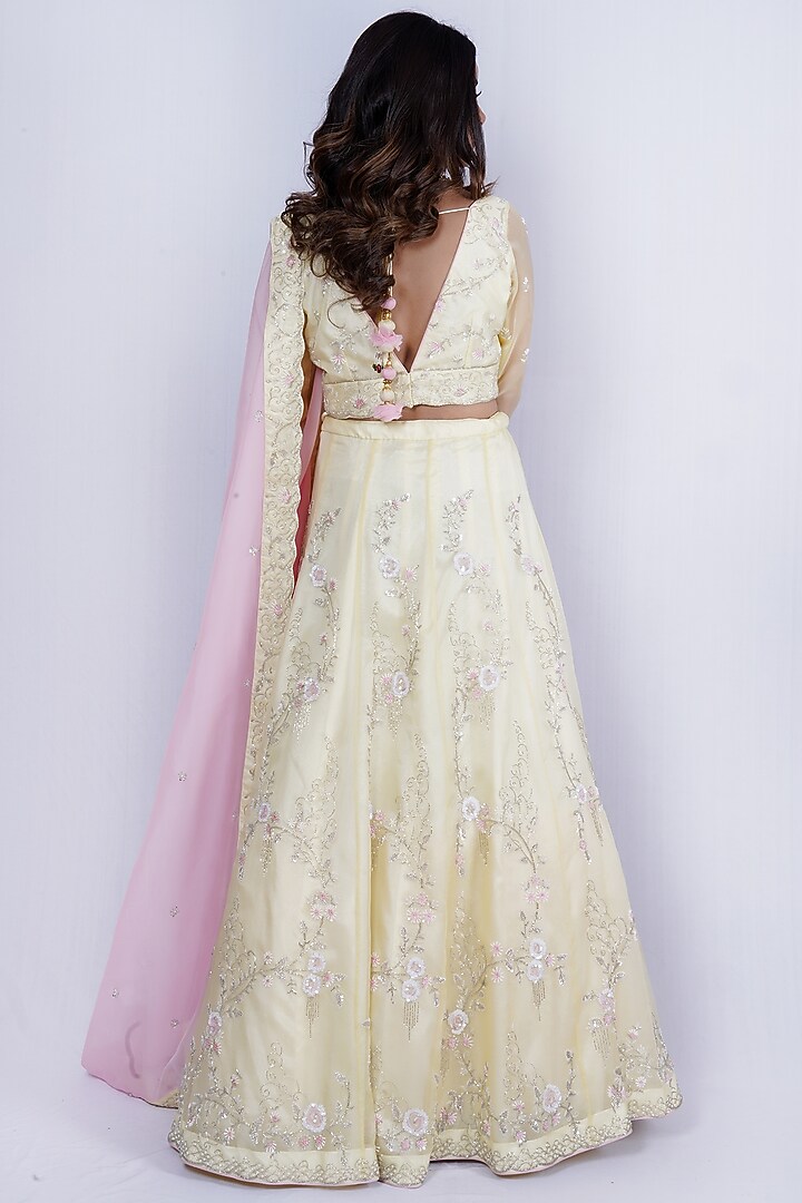 Lemon Yellow Embroidered Wedding Lehenga Set by Tassels at Pernia's Pop Up Shop