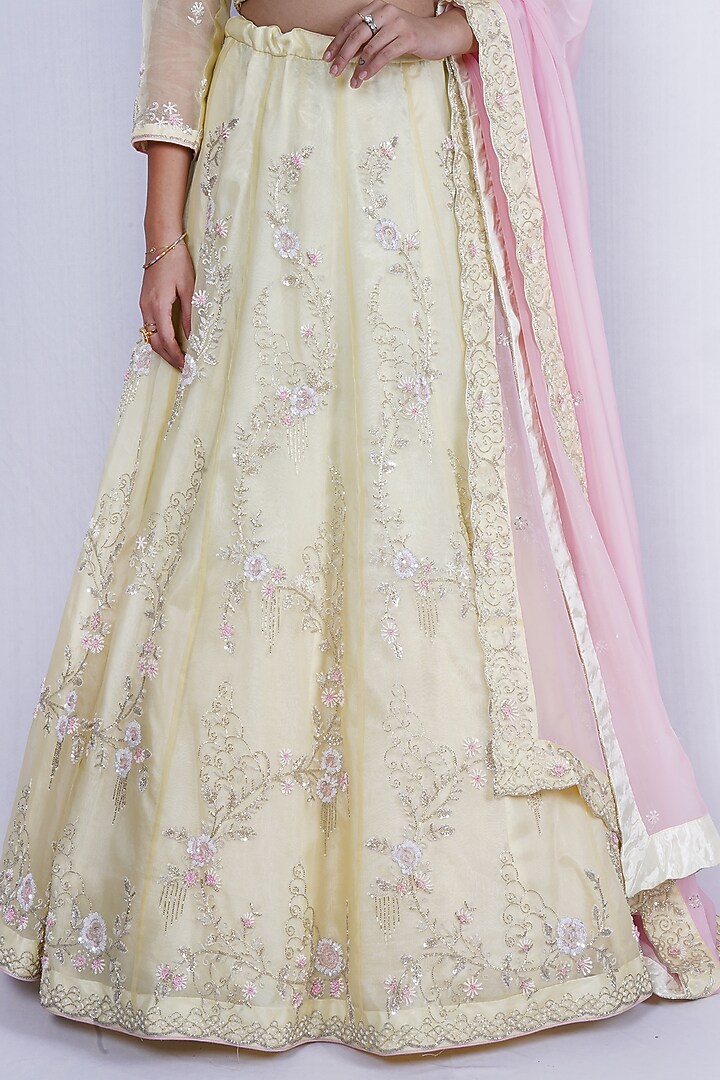 Lemon Yellow Embroidered Wedding Lehenga Set by Tassels at Pernia's Pop Up Shop