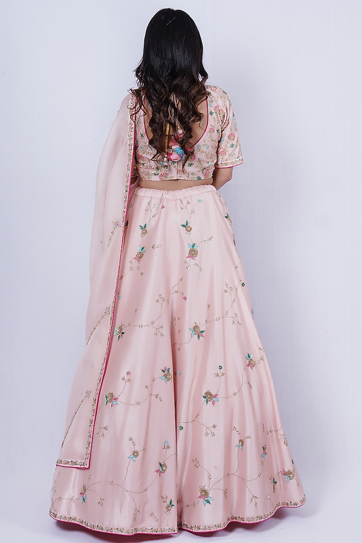 Blush Pink Embroidered Wedding Lehenga Set by Tassels at Pernia's Pop Up Shop