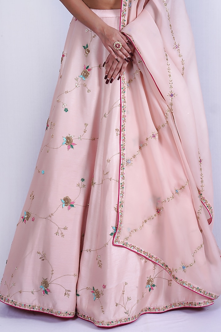 Blush Pink Embroidered Wedding Lehenga Set by Tassels at Pernia's Pop Up Shop