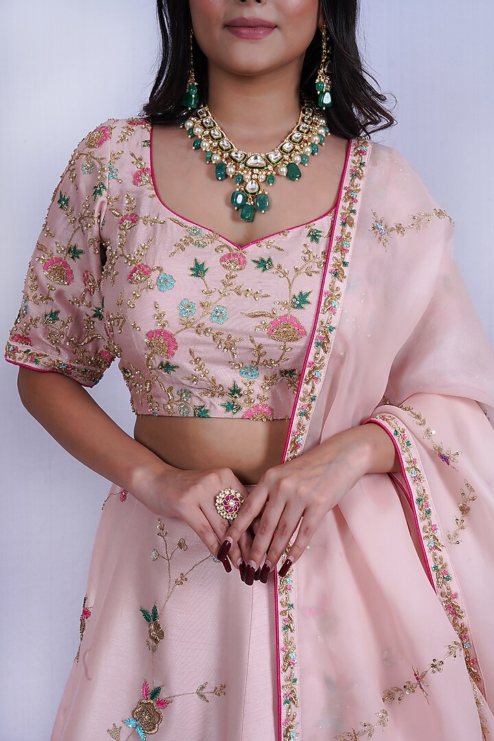 Blush Pink Embroidered Wedding Lehenga Set by Tassels at Pernia's Pop Up Shop