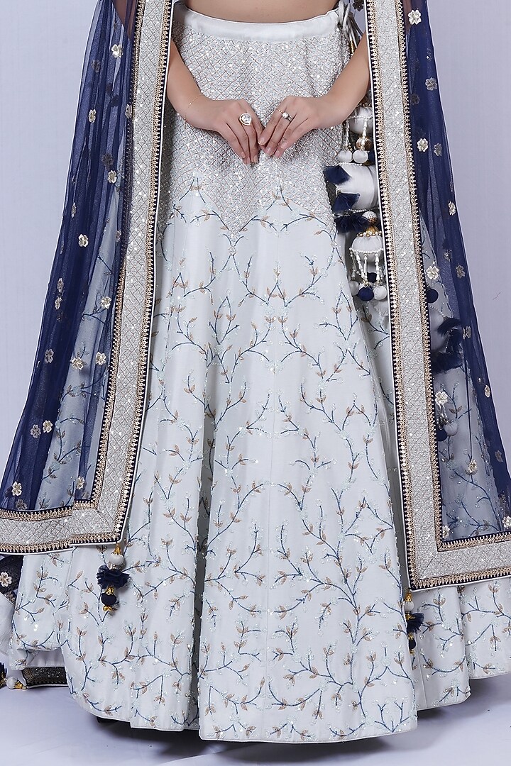Powder Blue Embroidered Wedding Lehenga Set by Tassels at Pernia's Pop Up Shop