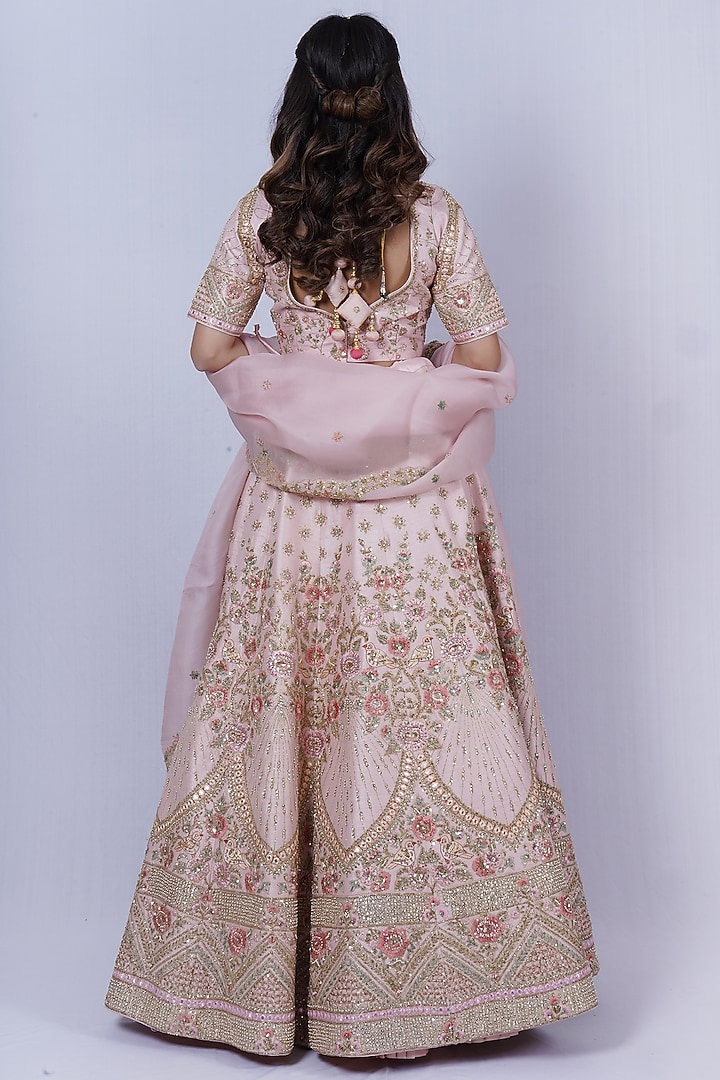 Baby Pink Embroidered Wedding Lehenga Set by Tassels at Pernia's Pop Up Shop
