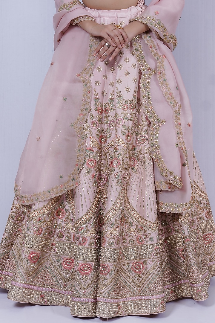 Baby Pink Embroidered Wedding Lehenga Set by Tassels at Pernia's Pop Up Shop