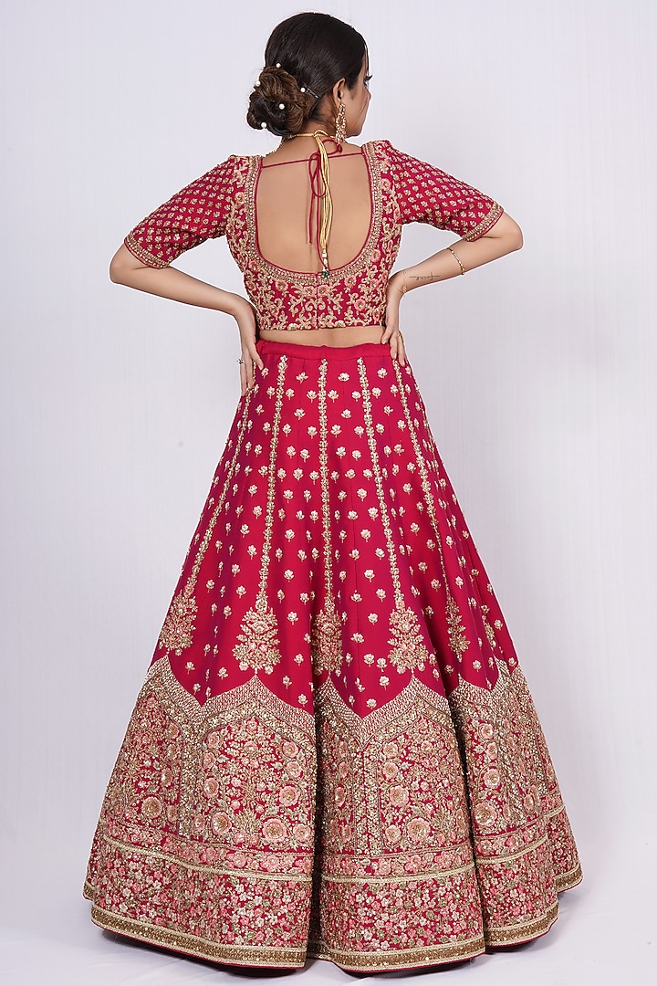 Burgundy Hand Embroidered Wedding Lehenga Set by Tassels at Pernia's Pop Up Shop