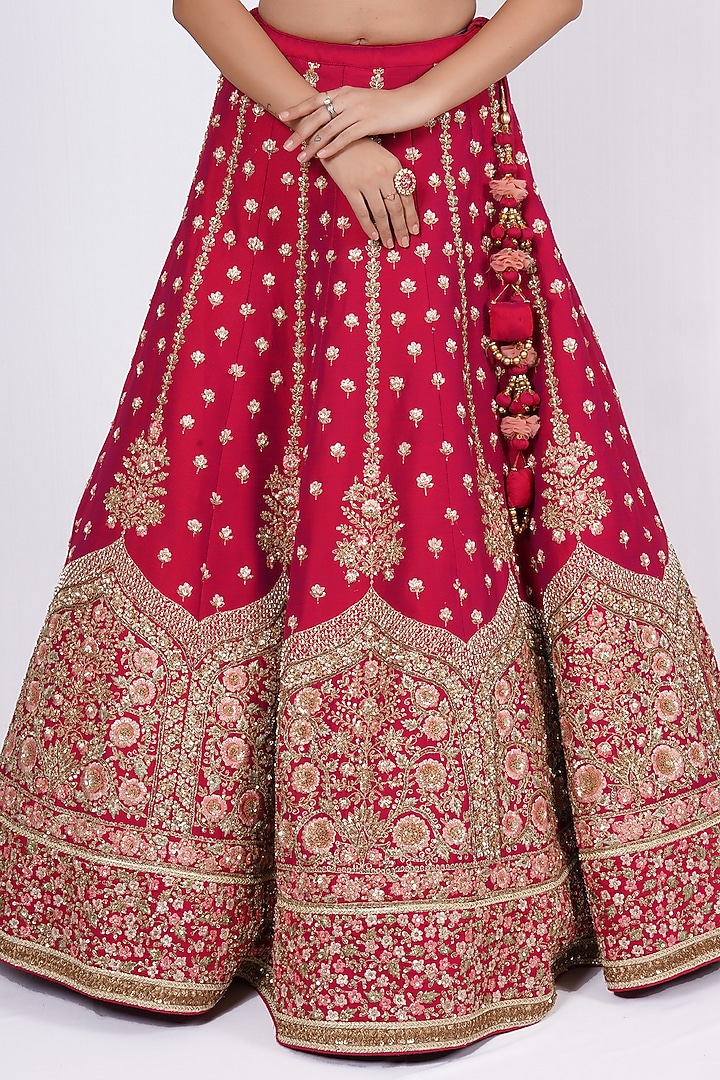 Burgundy Hand Embroidered Wedding Lehenga Set by Tassels at Pernia's Pop Up Shop