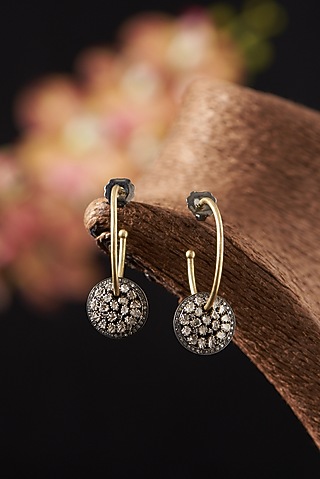 Two Tone Finish Diamond Dangler Earrings In Sterling Silver by The Alchemy Studio