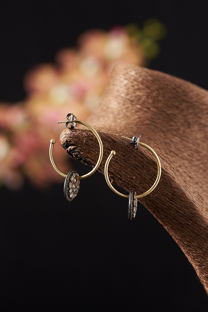 Two Tone Finish Diamond Dangler Earrings In Sterling Silver by The Alchemy Studio at Pernia's Pop Up Shop