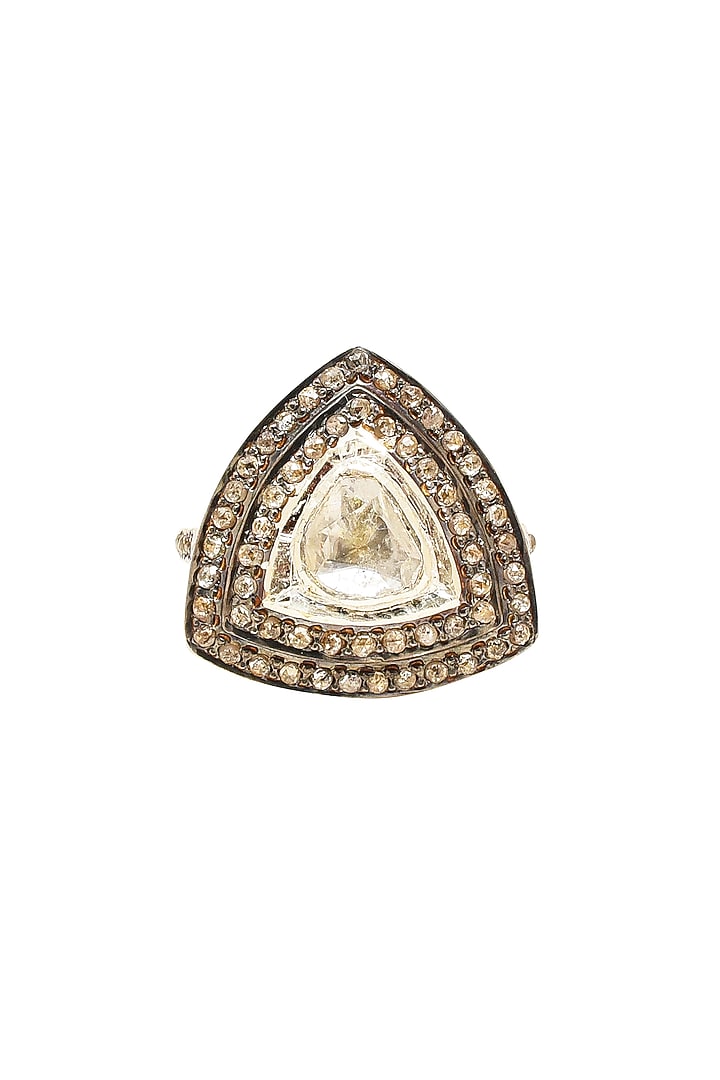 Two Tone Finish Diamond Ring In Sterling Silver by The Alchemy Studio at Pernia's Pop Up Shop