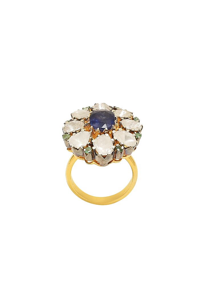 Black Rhodium And Gold Finish Diamond Ring by The Alchemy Studio at Pernia's Pop Up Shop