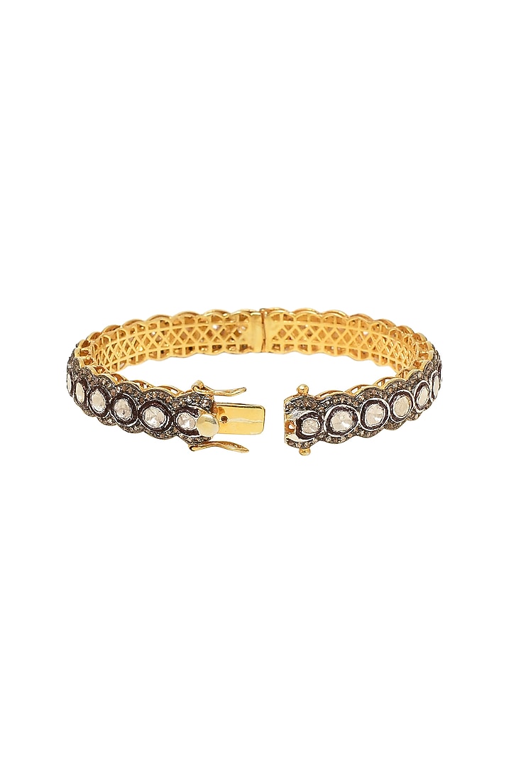 Black Rhodium & Gold Finish Diamond Bangle by The Alchemy Studio at Pernia's Pop Up Shop