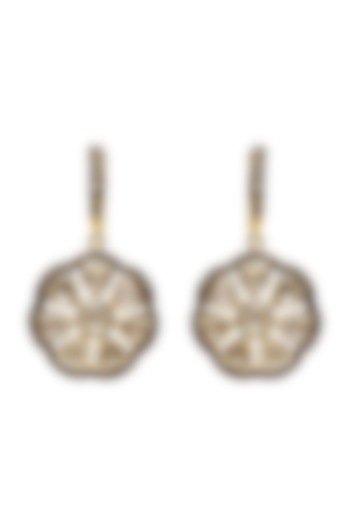 Two Tone Finish Diamond Earrings In Sterling Silver by The Alchemy Studio