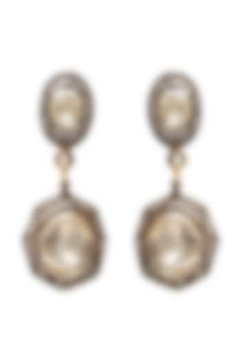 Two Tone Finish Pearl Earrings In Sterling Silver by The Alchemy Studio